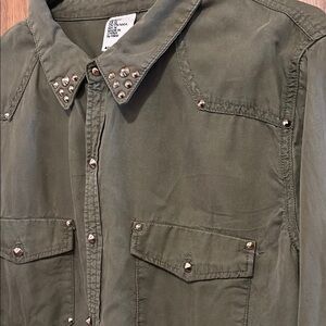 H&M Olive Green Studded Blouse